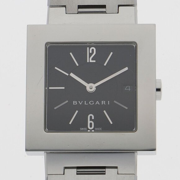 WATCH BVLGARI SQ27Stainless Steel Quadlard black SS QZ - Picture 1 of 7